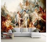 XLMING Retro Hand Drawn People Angels Art 3D Wallpaper Luxury Silk Study Dining Feature Sofa Grey Bedroom Living Room Tv Decorative Wall-430cm×300cm