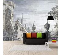 XLMING Retro Hand Drawn Relief Art Architecture Stairs 3D Wallpaper Premium Textured Silk Study Dining Living Room Bedroom Sofa TV Wall Easy Install-300cm×210cm