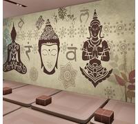 XLMING Retro Hand Drawn Thailand Yoga Style 3D Wallpaper Luxury Home Dining Decor Paste Sofa Living Room The Wall for Bedroom Mural-350cm×256cm