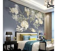 XLMING Retro Hand Painted Branches Flowers Little Birds 3D Wallpaper Premium Textured Silk Study Dining Living Room Bedroom Sofa TV Wall Easy Install-250cm×170cm