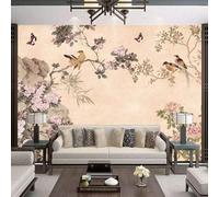 XLMING Retro Hand Painted Flowers Butterflies Little Birds 3D Wallpaper Premium Textured Silk Study Dining Living Room Bedroom Sofa TV Wall Easy Install-300cm×210cm