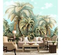 XLMING Retro Hand Painted Fresh Tropical Plants Forest 3D Wallpaper Silky Texture Home Study Office Grey Dining Room Sofa Bedroom Living Room TV Backdrop-250cm×170cm