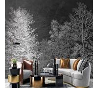 XLMING Retro Hand Painted Ink Wash Art Graffiti Forest 3D Wallpaper Silky Texture Home Study Office Grey Dining Room Sofa Bedroom Living Room TV Backdrop-430cm×300cm