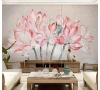 XLMING Retro Hand Painted Watercolour Pink Lotus 3D Wallpaper Luxury Home Dining Decor Paste Sofa Living Room The Wall for Bedroom Mural-300cm×210cm
