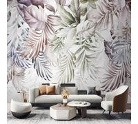 XLMING Retro Hand Painted Watercolour Tropical Plants Leaves 3D Wallpaper Silky Texture Home Study Office Grey Dining Room Sofa Bedroom Living Room TV Backdrop-150cm×105cm