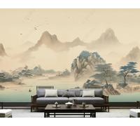 XLMING Retro Landscape Trees Architecture Birds 3D Wallpaper Luxury Silk Study Dining Feature Sofa Grey Bedroom Living Room Tv Decorative Wall-400cm×280cm
