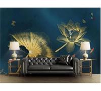 XLMING Retro Lotus Leaves Lotus Flowers Little Fish Art 3D Wallpaper Luxury Home Dining Decor Paste Sofa Living Room The Wall for Bedroom Mural-350cm×256cm