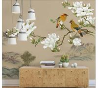 XLMING Retro Minimalist Branches Flowers Bird 3D Wallpaper Premium Textured Silk Study Dining Living Room Bedroom Sofa TV Wall Easy Install-430cm×300cm