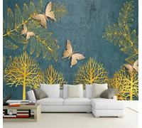 XLMING Retro Minimalist Gold Forest Butterfly 3D Wallpaper Luxury Home Dining Decor Paste Sofa Living Room The Wall for Bedroom Mural-430cm×300cm