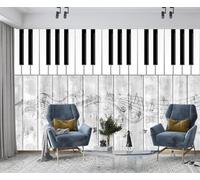 XLMING Retro Music Piano Keys Art 3D Wallpaper Luxury Silk Study Dining Feature Sofa Grey Bedroom Living Room Tv Decorative Wall-150cm×105cm