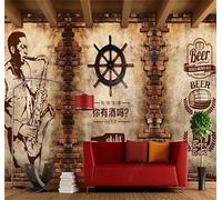 XLMING Retro Nostalgic Brick Walls Beer Music 3D Wallpaper Luxury Home Dining Decor Paste Sofa Living Room The Wall for Bedroom Mural-430cm×300cm