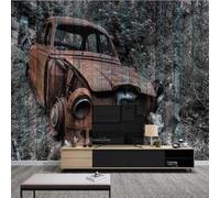 XLMING Retro Nostalgic Forest Vintage Cars Metal 3D Wallpaper Premium Textured Silk Study Dining Living Room Bedroom Sofa TV Wall Easy Install-300cm×210cm