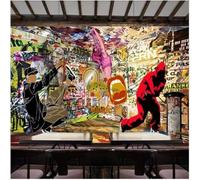 XLMING Retro Nostalgic Graffiti Art Dynamic Street Dance 3D Wallpaper Premium Textured Silk Study Dining Living Room Bedroom Sofa TV Wall Easy Install-430cm×300cm