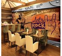 XLMING Retro Nostalgic Guitar Rock Music Wood Grain 3D Wallpaper Luxury Home Dining Decor Paste Sofa Living Room The Wall for Bedroom Mural-430cm×300cm