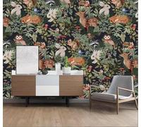 XLMING Retro Pastoral Jungle Animals Plants 3D Wallpaper Luxury Silk Study Dining Feature Sofa Grey Bedroom Living Room Tv Decorative Wall-400cm×280cm