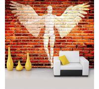 XLMING Retro Red Brick Wall Angel Art 3D Wallpaper Silky Texture Home Study Office Grey Dining Room Sofa Bedroom Living Room TV Backdrop-200cm×140cm