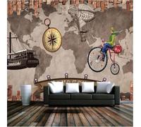 XLMING Retro Red Brick Wall World Map 3D Wallpaper Luxury Home Dining Decor Paste Sofa Living Room The Wall for Bedroom Mural-400cm×280cm