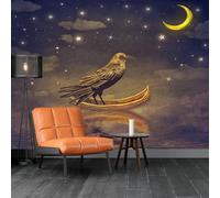 XLMING Retro Starry Sky Moon Small Boat Little Bird 3D Wallpaper Luxury Home Dining Decor Paste Sofa Living Room The Wall for Bedroom Mural-400cm×280cm