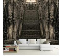 XLMING Retro Three Dimensiona Art Architecture Space Staircase 3D Wallpaper Silky Texture Home Study Office Grey Dining Room Sofa Bedroom Living Room TV Backdrop-400cm×280cm