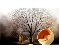 XLMING Retro Three Dimensiona Trees Deer Art 3D Wallpaper Luxury Home Dining Decor Paste Sofa Living Room The Wall for Bedroom Mural-430cm×300cm