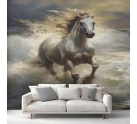 XLMING Retro Three Dimensional Animals Horses Rivers 3D Wallpaper Premium Textured Silk Study Dining Living Room Bedroom Sofa TV Wall Easy Install-200cm×140cm