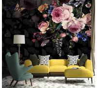 XLMING Retro Three Dimensional Beautiful Flowers Butterflies 3D Wallpaper Luxury Silk Study Dining Feature Sofa Grey Bedroom Living Room Tv Decorative Wall-430cm×300cm
