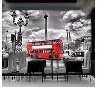 XLMING Retro Three Dimensional Black and White Architecture Car 3D Wallpaper Silky Texture Home Study Office Grey Dining Room Sofa Bedroom Living Room TV Backdrop-430cm×300cm