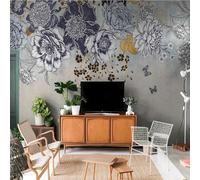 XLMING Retro Three Dimensional Black and White Floral Butterfly 3D Wallpaper Luxury Silk Study Dining Feature Sofa Grey Bedroom Living Room Tv Decorative Wall-400cm×280cm