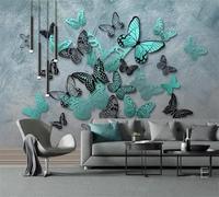 XLMING Retro Three Dimensional Black Green Butterfly 3D Wallpaper Premium Textured Silk Study Dining Living Room Bedroom Sofa TV Wall Easy Install-400cm×280cm