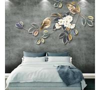 XLMING Retro Three Dimensional Branches Flowers Little Birds 3D Wallpaper Luxury Silk Study Dining Feature Sofa Grey Bedroom Living Room Tv Decorative Wall-250cm×170cm