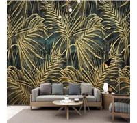 XLMING Retro Three Dimensional Gold Plants Art 3D Wallpaper Luxury Home Dining Decor Paste Sofa Living Room The Wall for Bedroom Mural-350cm×256cm