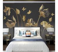XLMING Retro Three Dimensional Golden Floral Butterfly 3D Wallpaper Luxury Home Dining Decor Paste Sofa Living Room The Wall for Bedroom Mural-150cm×105cm