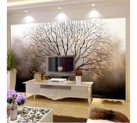 XLMING Retro Three Dimensional Great Trees Elk Art 3D Wallpaper Silky Texture Home Study Office Grey Dining Room Sofa Bedroom Living Room TV Backdrop-400cm×280cm
