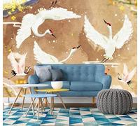 XLMING Retro Three Dimensional Hand Drawn Birds in Flight Scenery 3D Wallpaper Luxury Silk Study Dining Feature Sofa Grey Bedroom Living Room Tv Decorative Wall-350cm×256cm