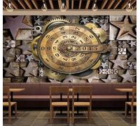 XLMING Retro Three Dimensional Metal Stars Gears 3D Wallpaper Luxury Home Dining Decor Paste Sofa Living Room The Wall for Bedroom Mural-400cm×280cm