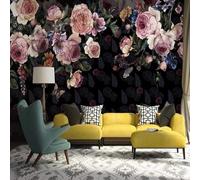 XLMING Retro Three Dimensional Pink Floral Butterfly 3D Wallpaper Luxury Home Dining Decor Paste Sofa Living Room The Wall for Bedroom Mural-350cm×256cm