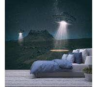 XLMING Retro Three Dimensional Starry Sky Mountain Peaks Spaceship 3D Wallpaper Luxury Home Dining Decor Paste Sofa Living Room The Wall for Bedroom Mural-400cm×280cm