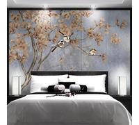 XLMING Retro Three Dimensional Trees Ginkgo Leaves Little Birds 3D Wallpaper Luxury Home Dining Decor Paste Sofa Living Room The Wall for Bedroom Mural-150cm×105cm