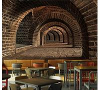 XLMING Retro Three Dimensional Tunnel Spatial Extension Art 3D Wallpaper Silky Texture Home Study Office Grey Dining Room Sofa Bedroom Living Room TV Backdrop-430cm×300cm