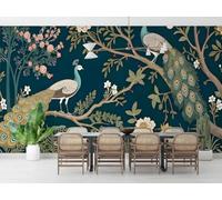 XLMING Retro Trees Flowers Peacock Art 3D Wallpaper Luxury Home Dining Decor Paste Sofa Living Room The Wall for Bedroom Mural-150cm×105cm