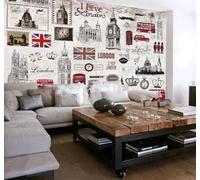 XLMING Retro Urban Architecture Telephone Box Restaurant Café 3D Wallpaper Luxury Home Dining Decor Paste Sofa Living Room The Wall for Bedroom Mural-250cm×170cm