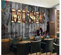 XLMING Retro Wood Grain Abstract Graffiti Music 3D Wallpaper Luxury Home Dining Decor Paste Sofa Living Room The Wall for Bedroom Mural-200cm×140cm