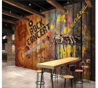 XLMING Retro Wood Grain Graffiti Guitar Rock Music 3D Wallpaper Luxury Home Dining Decor Paste Sofa Living Room The Wall for Bedroom Mural-250cm×170cm