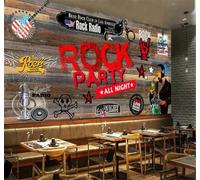 XLMING Retro Wood Grain People Rock Music Art 3D Wallpaper Silky Texture Home Study Office Grey Dining Room Sofa Bedroom Living Room TV Backdrop-200cm×140cm