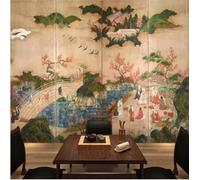 XLMING Retro Wooden Bridge Flowers Birds People 3D Wallpaper Premium Textured Silk Study Dining Living Room Bedroom Sofa TV Wall Easy Install-400cm×280cm