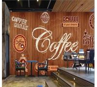 XLMING Retro Woodgrain Minimalist Creative Coffee 3D Wallpaper Luxury Home Dining Decor Paste Sofa Living Room The Wall for Bedroom Mural-350cm×256cm