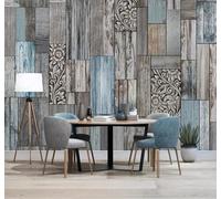 XLMING Retro Woodgrain Plants Flowers Art 3D Wallpaper Premium Textured Silk Study Dining Living Room Bedroom Sofa TV Wall Easy Install-250cm×170cm