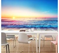 XLMING Romance Sunset Beach Coast Natural Landscape 3D Wallpaper Luxury Home Dining Decor Paste Sofa Living Room The Wall for Bedroom Mural-300cm×210cm