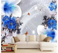 XLMING Romantic Beautiful Lilies Peonies Butterflies 3D Wallpaper Luxury Home Dining Decor Paste Sofa Living Room The Wall for Bedroom Mural-300cm×210cm