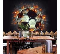 XLMING Simple Abstract Creative Black Football Flame 3D Wallpaper Silky Texture Home Study Office Grey Dining Room Sofa Bedroom Living Room TV Backdrop-200cm×140cm